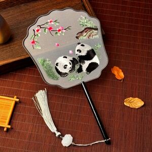 Asian style embroidered handheld fan